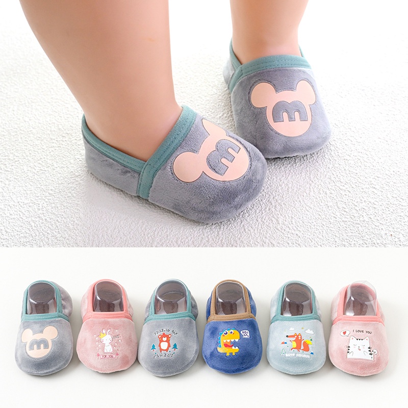 Đôi Giày Bông Mềm Ấm Áp Hình Khủng Long Cho Bé 1-4 Tuổi