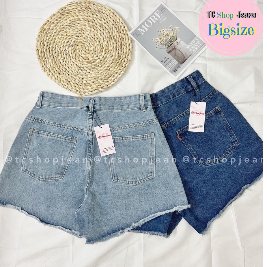 Quần Short Jeans Bigsize Quần Đùi Bò Nữ Ống Rộng Trơn Xanh TCshopjean Ms 1000