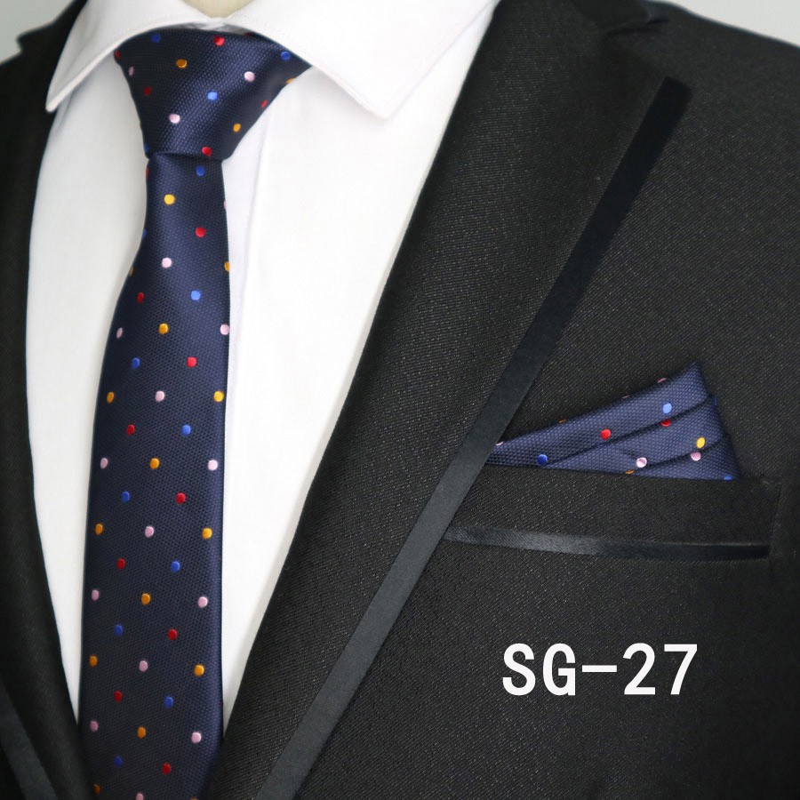 Cà Vạt Lụa Vuông 6CM Họa Tiết Chấm Bi Thời Trang Cho Nam