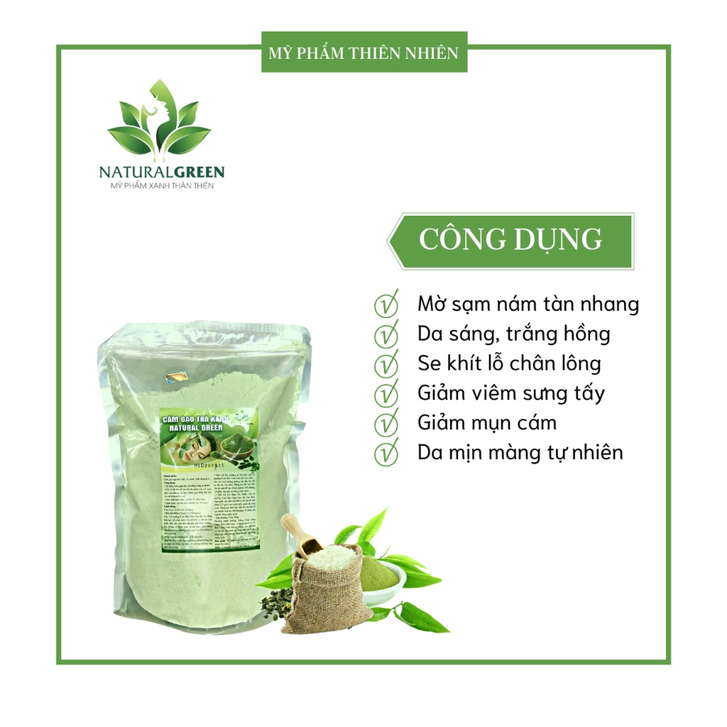 Bột cám gạo trà xanh cô gái đắp mặt,rửa mặt và tắm trắng body chính hãng