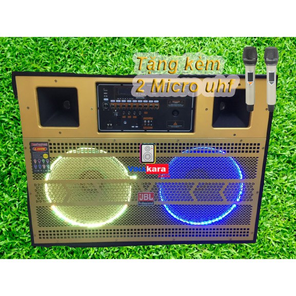 Loa kéo 4 Tấc Đôi - Công Suất Lớn 1000W ngoài trời - Đèn Led độc đáo - 2 Micro UHF Kim Loại - Âm Thanh Ngọt - Chất Lượn