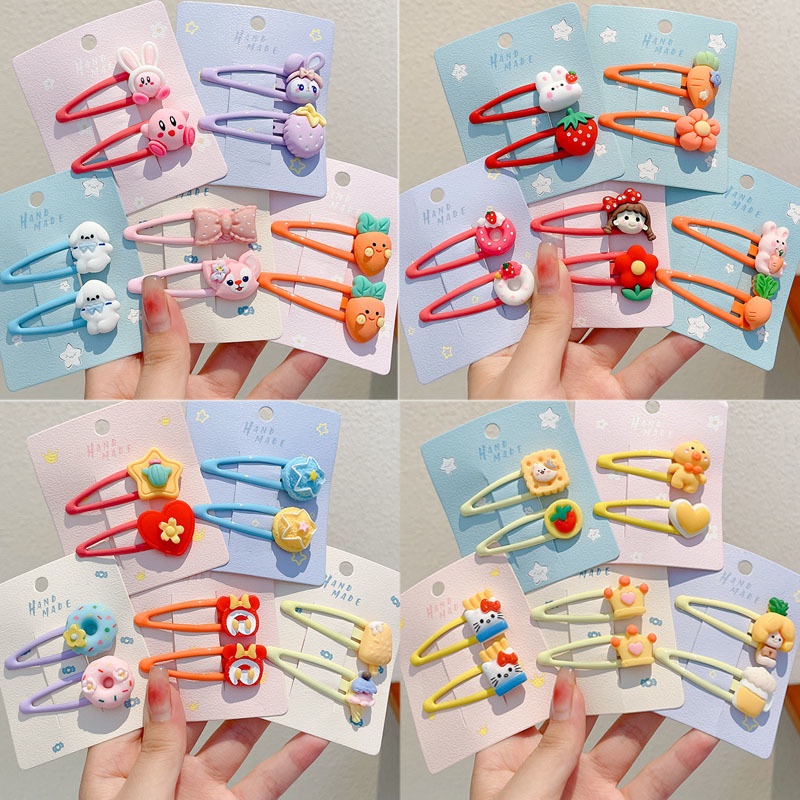 Bộ 10 Kẹp Tóc Kiểu Hoạt Hình Đáng Yêu Thời Trang Hàn Quốc Cho Bé Gái