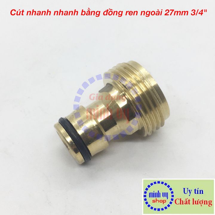 Cút nối nhanh bằng đồng ren ngoài 27m 3/4"