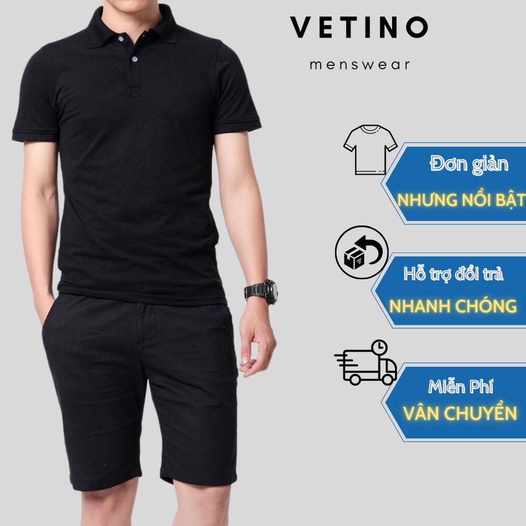 Áo thun nam POLO trơn VETINO vải cá sấu cotton cao cấp ngắn tay cực sang trọng