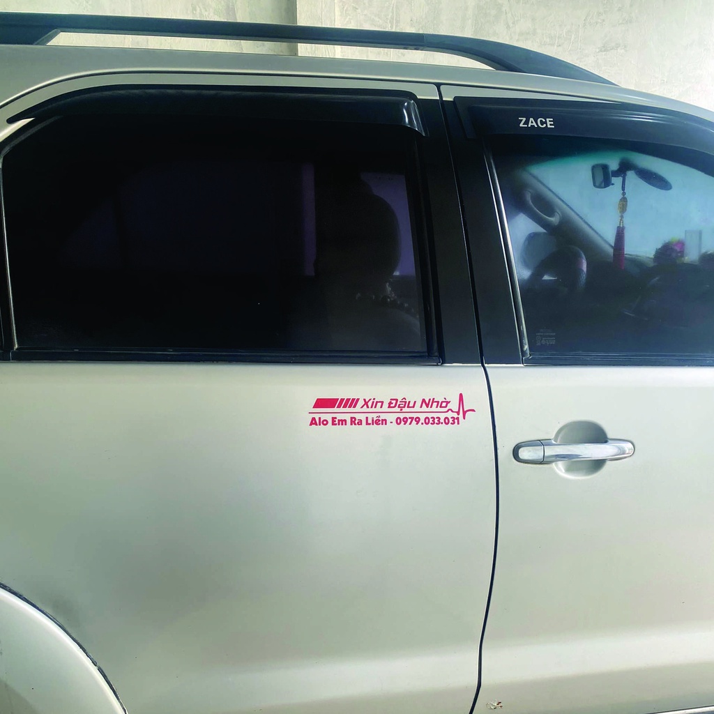 (Theo Yêu Cầu) Tem dán Ô Tô - Xin Đậu Nhờ + SDT khách hàng - Chống nước - Gửi sdt trong tin nhắn là nhận đúng
