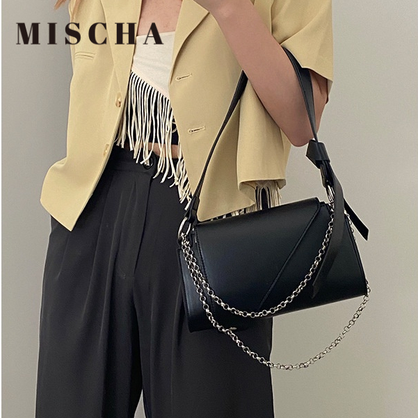 MISCHA Túi Xách Da PU Màu Trơn Phong Cách Phương Tây Thời Trang Cho Nữ