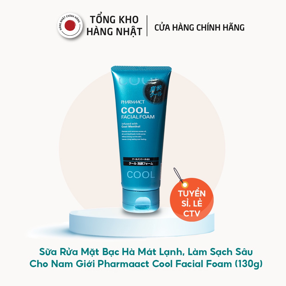 Sữa Rửa Mặt Bạc Hà Mát Lạnh, Làm Sạch Sâu Cho Nam Giới Pharmaact Cool Facial Foam Nhật Bản (130g)