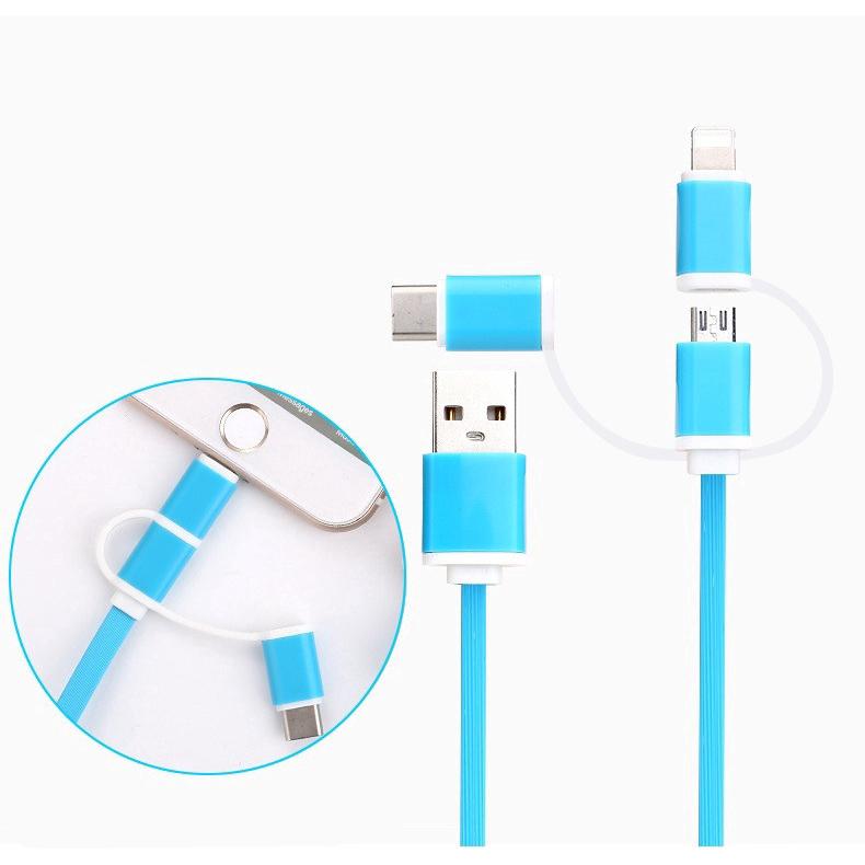 Dây cáp sạc 3 trong 1 đầu Micro USB / Type-C / Lightning cho IOS Android