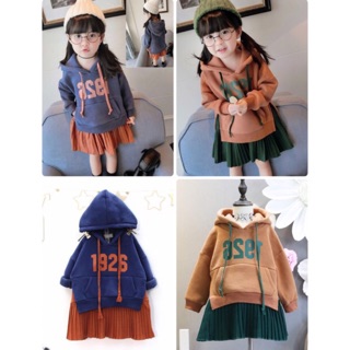 Váy nỉ có mũ style hàn bé gái 14-16kg