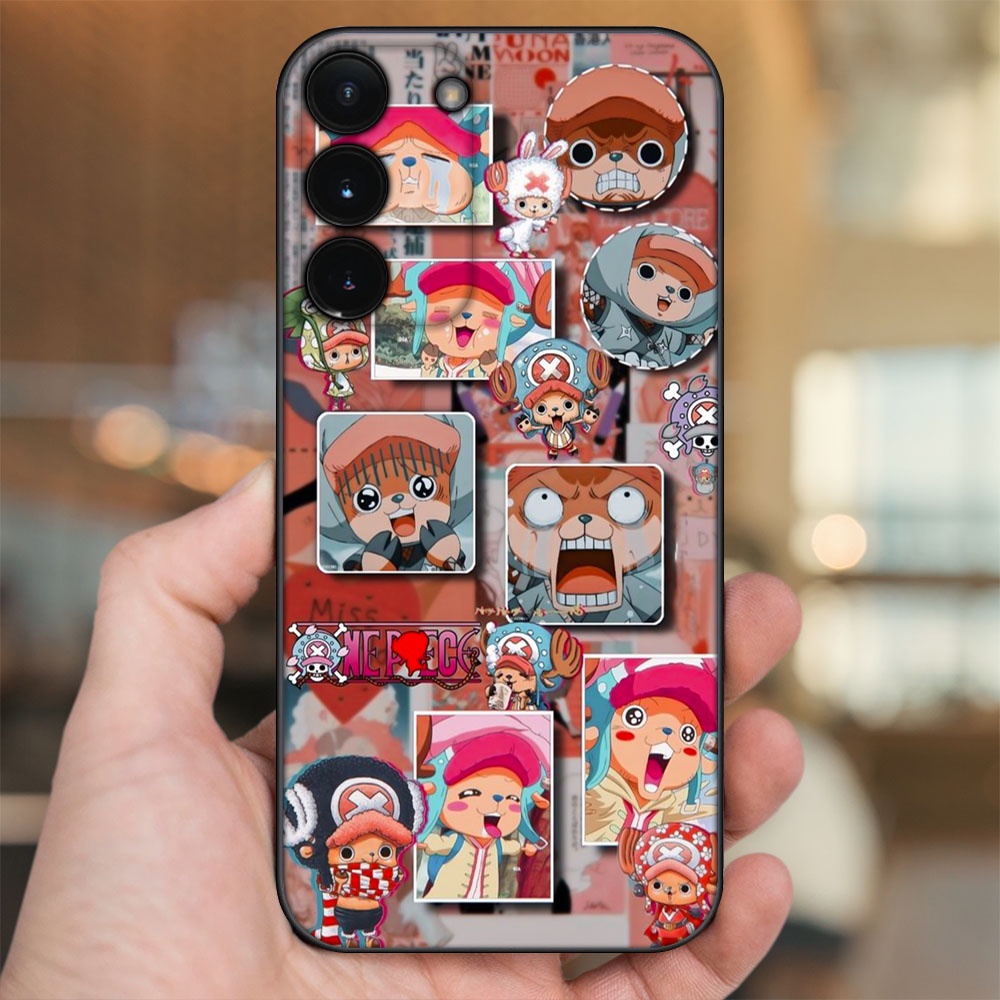 Ốp lưng Samsung S21, S21 Plus, S21 FE, S22, S22 Plus viền đen in hình Chopper One Piece Đảo Hải Tặc