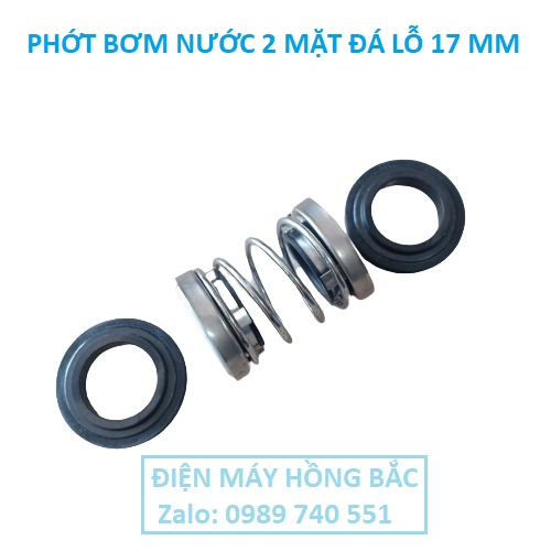 Phớt bơm tõm - bơm nước 2 mặt đá lỗ trục 17mm