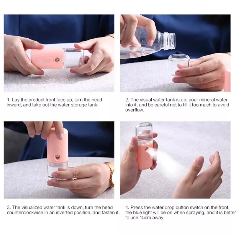 Máy XỊt Khoáng/ Phun Sương Mẫu Mới Xông Hơi Mặt NaNo Mini Cầm Tay Hỗ Trợ Dưỡng Da Cấp Nước Tối Đa