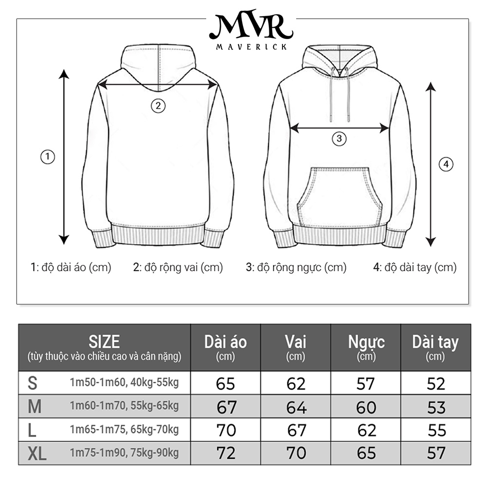 Áo Hoodie Nam Nữ chữ maverick 7 Màu Thun Unisex Nam Nữ Chất Liệu Cotton Form Rộng Phong Cách Hàn Quốc 621