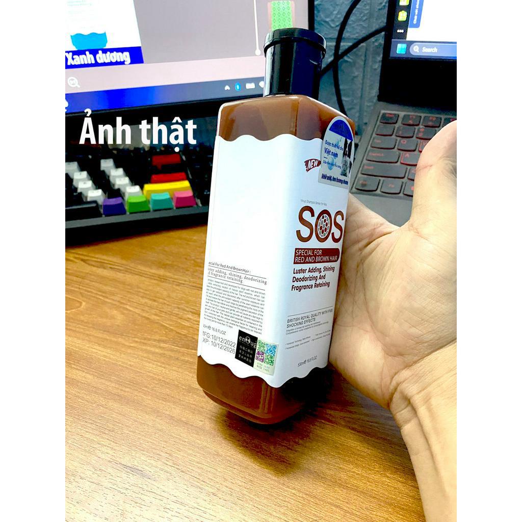SOS Nâu đỏ- Sữa Tắm SOS cho chó mèo 530ml loại  chó lông màu nâu