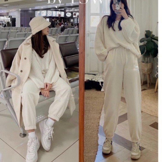 Quần jogger nữ, quần jogger bo chun gấu chất nỉ tăm mềm