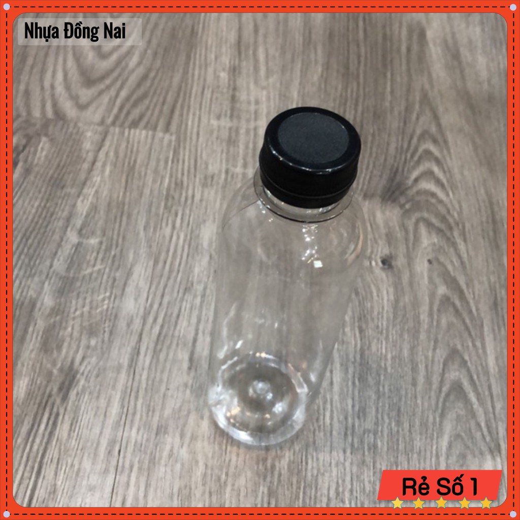 Chai nhựa tròn nắp đen NHỰA ĐỒNG NAI 330ml dày dặn - đựng nước, trà sữa - kèm nắp