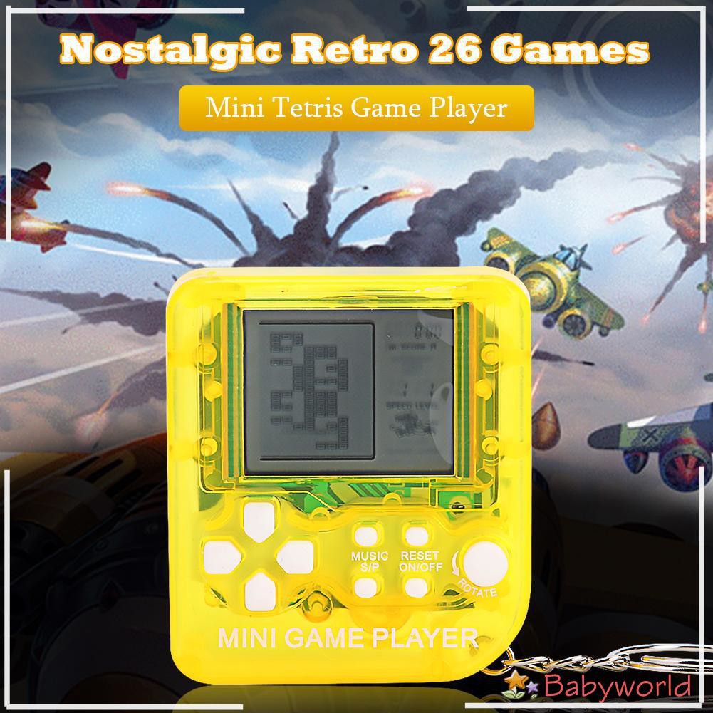 BABYWORLD Nostalgic Retro Games Console Keychain Mini Tetris Game Player for Gift