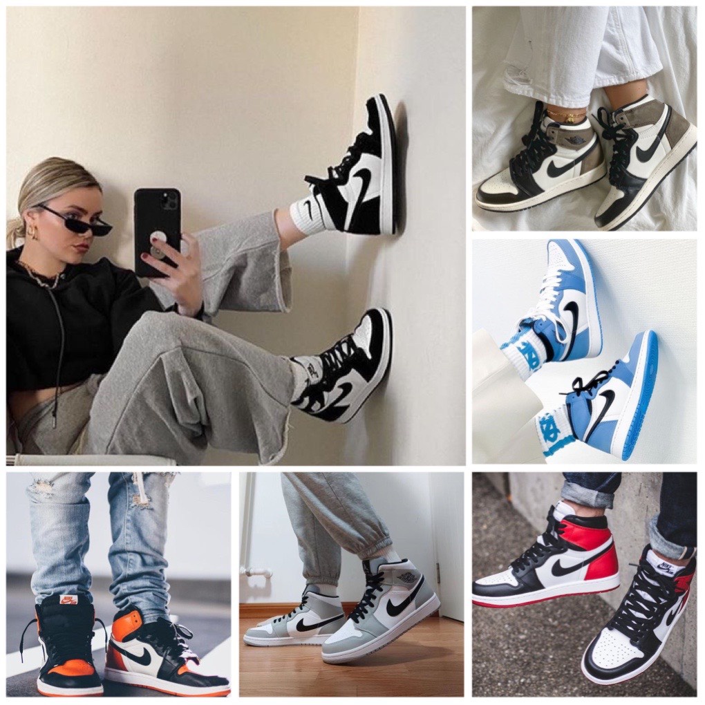 Giày thể thao Jordan màu đen trắng cổ cao nam nữ Giầy sneaker JD1 các màu hot hit