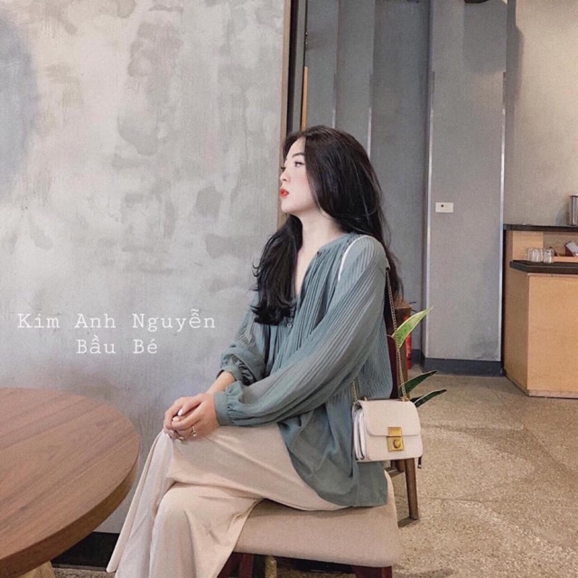Áo voan buộc nơ hàng đẹp Quảng Châu