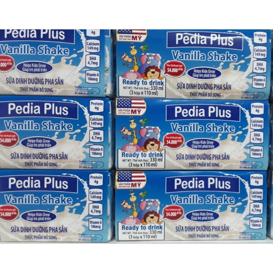 [ Hàng Xuất Mỹ ] Sữa Pedia plus pha sẵn Vanilla 110ml (Thùng x30 Hộp)