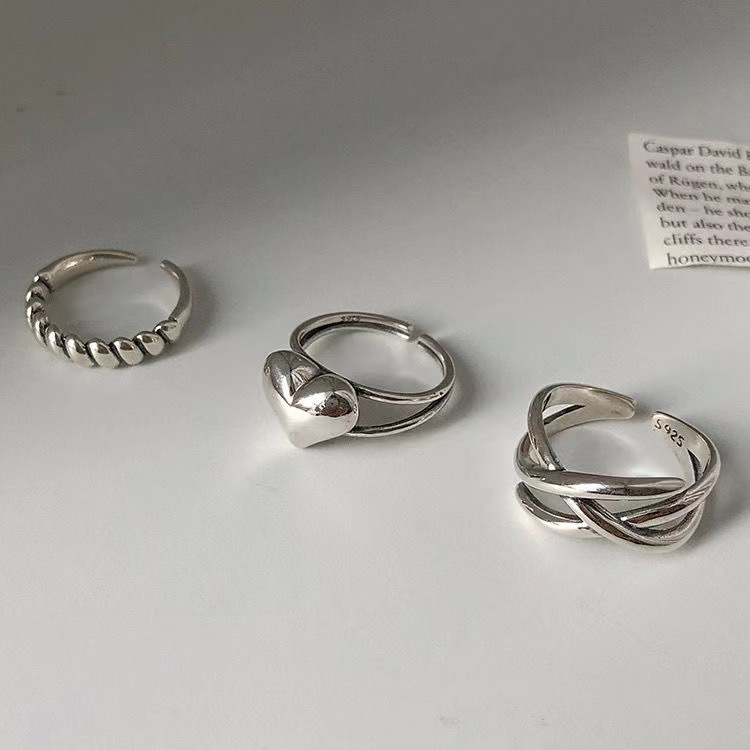 iF YOU Bộ 3 Nhẫn Bạc Đeo Đốt Ngón Tay Phong Cách Vintage Cho Nữ