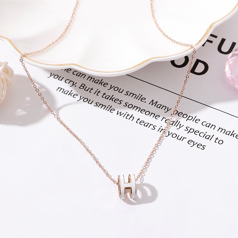 Dây Chuyền Choker Titan Mặt Chữ H Đủ 3 Màu Đen - Trắng - Đỏ Cam Hot Trend Ảnh Thật Hàng Có Sẵn