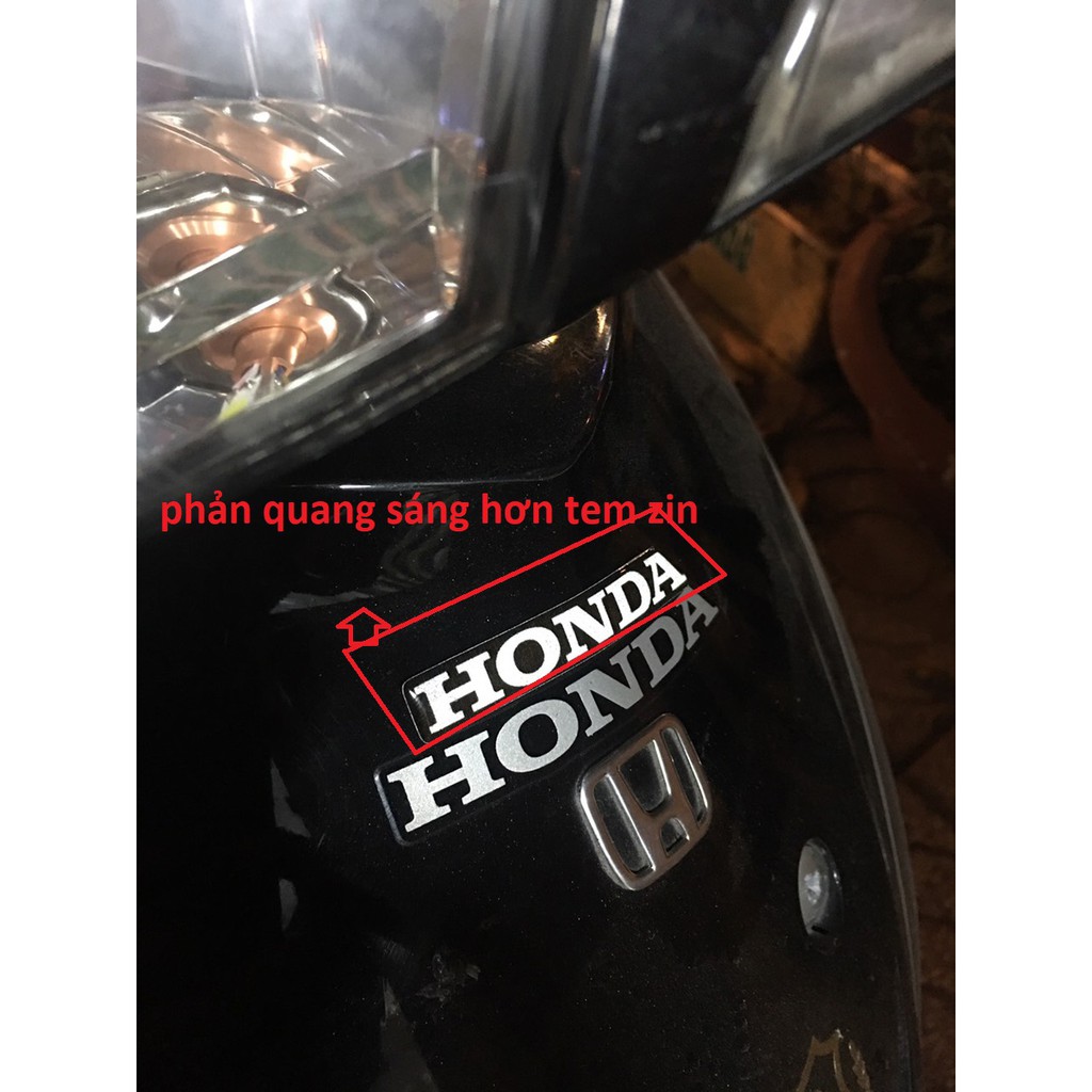 Bộ 2 tem chữ honda dẻo phản quang dán mặt nạ ,đuôi xe hàng zin cao cấp MS12