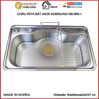Chậu rửa bát inox 1 hố sobisung sb-850-1 nhập khẩu nguyên bộ hàn quốc - chậu rửa chén inox 304 1 hố to