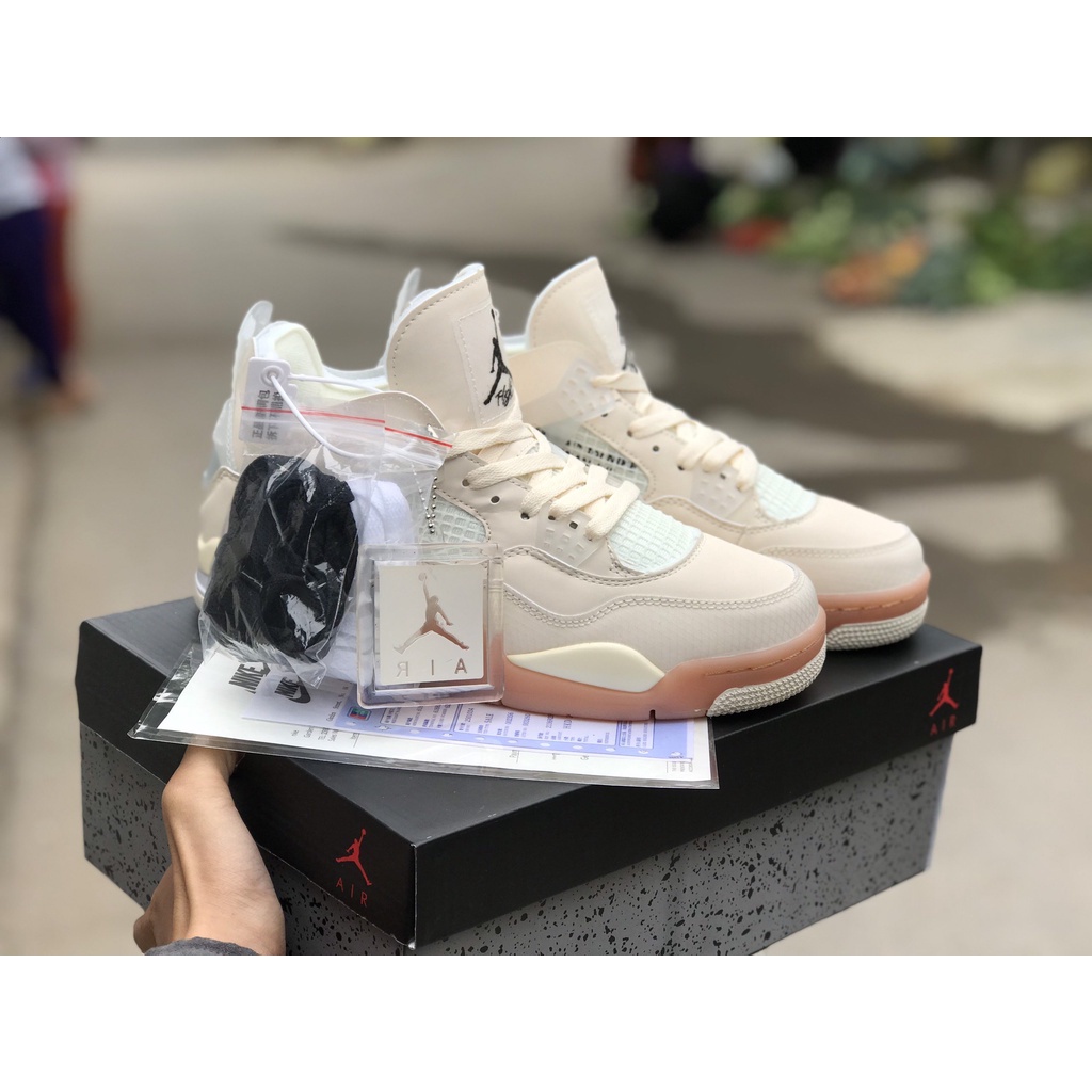 📢 Giày Thể Thao, Giày Sneaker Jordan 4 OFF WHITE