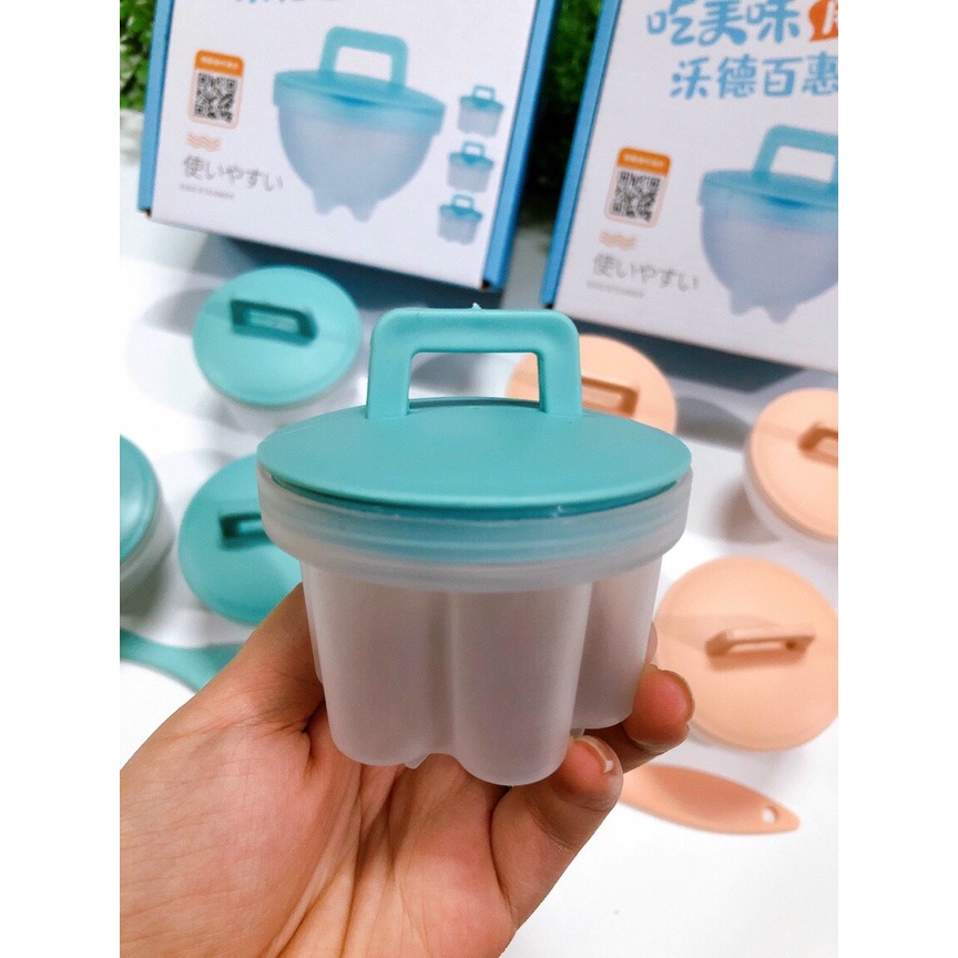 Khuôn hấp trứng đậu hũ non tạo hình kèm chổi phết dầu chịu nhiệt cho bé 2X MART