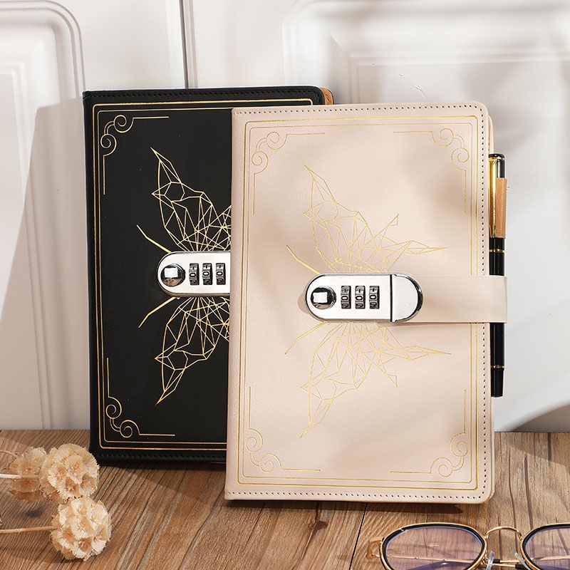 Sổ Tay Có Khóa Mật Mã Đơn Giản Phong Cách Retro