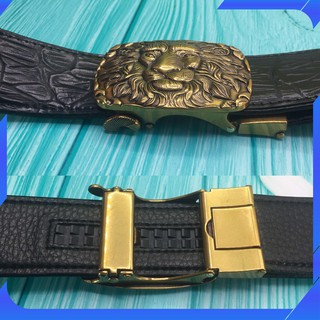 Thắt lưng nam NP254 da thật vân cá sấu bền đẹp, mặt 3D vua sư tử cực đẹp được làm bằng hợp kim cao cấp_Đen