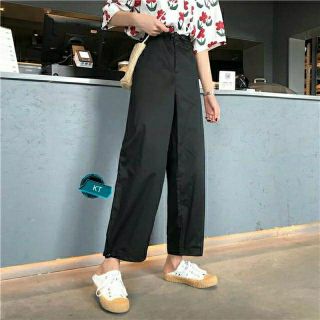 Quần kaki cạp cúc ống suông ống rộng unisex ulzzang