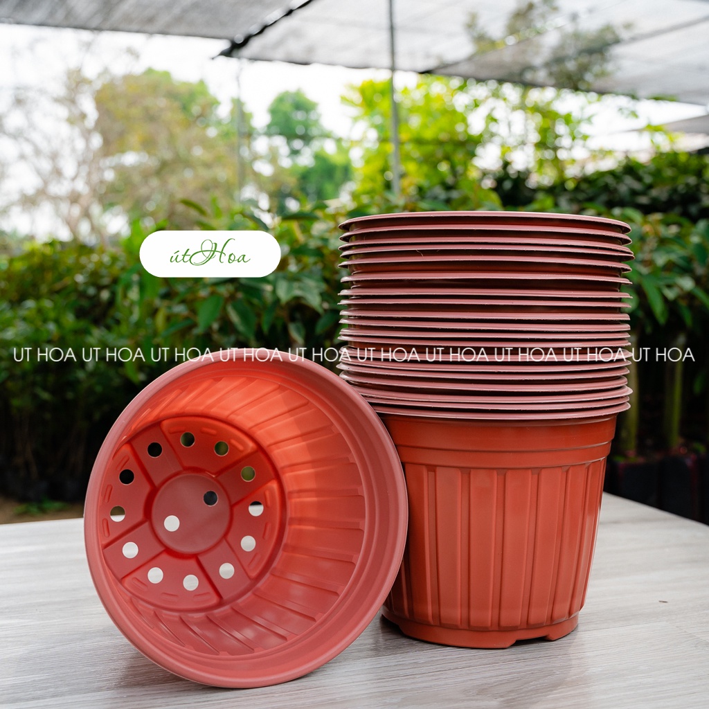 100 chậu nhựa nâu N18 (18x14.6 cm) trồng cây giá rẻ