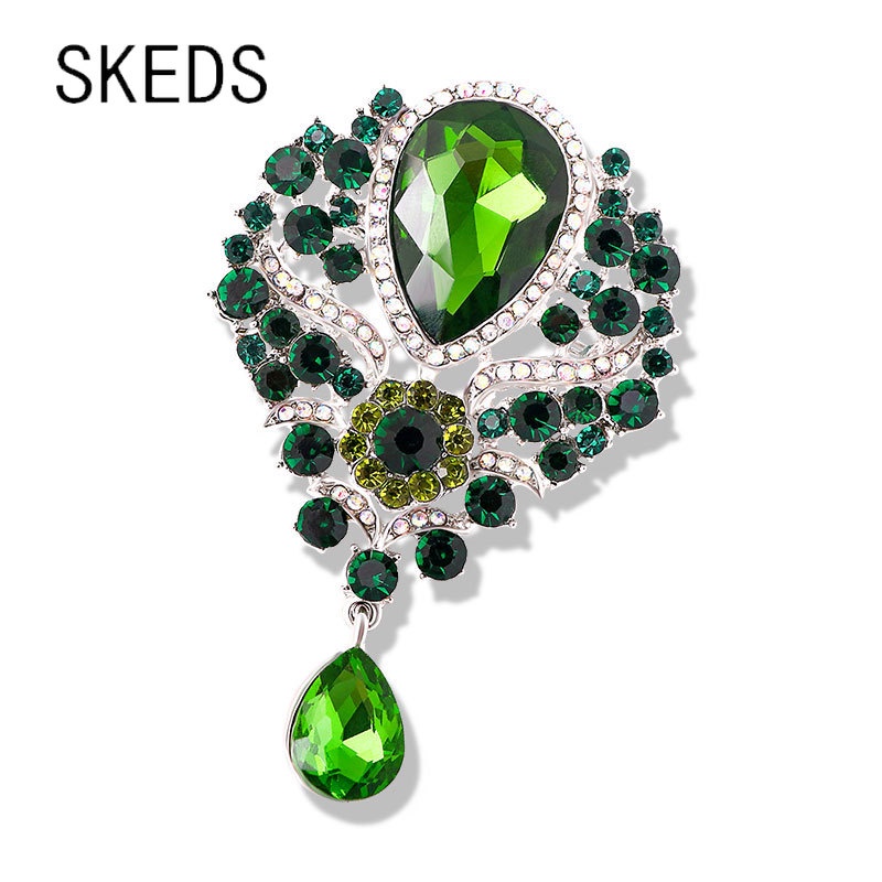 Ghim Cài Áo Hình Bông Hoa Đính Đá Phong Cách Cổ Điển Thanh Lịch Dành Cho Nữ