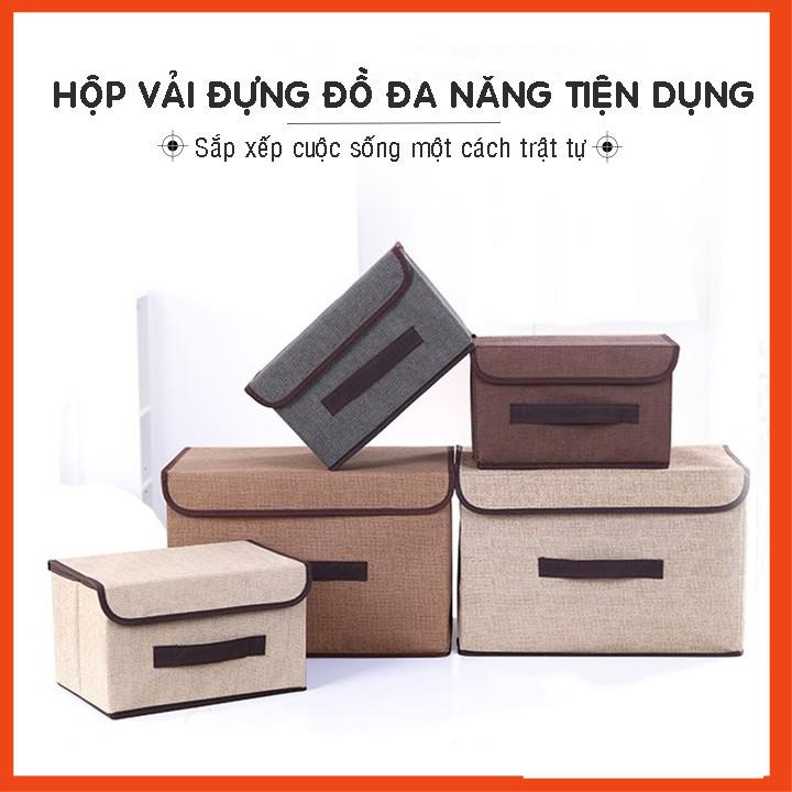Combo 2 hộp vải đựng đồ thùng đựng quần áo đồ lót đồ chơi đa năng bằng vải cứng cắp có nắp đậy 8 lít,18 lít tiện dụng
