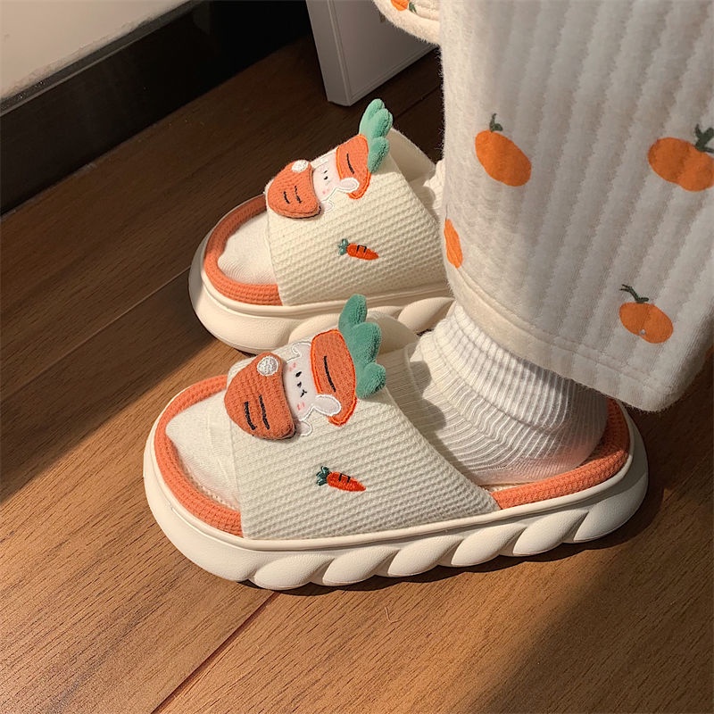 Dép nữ carot đế cao, dép bông carot hình cute lên chân cực xinh đi cực êm chân