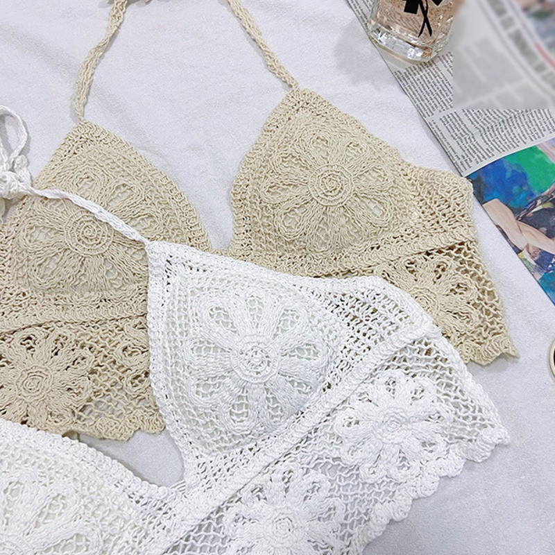 Áo Croptop Dệt Kim Hai Dây Họa Tiết Hoa Xinh Xắn Thời Trang Cho Nữ