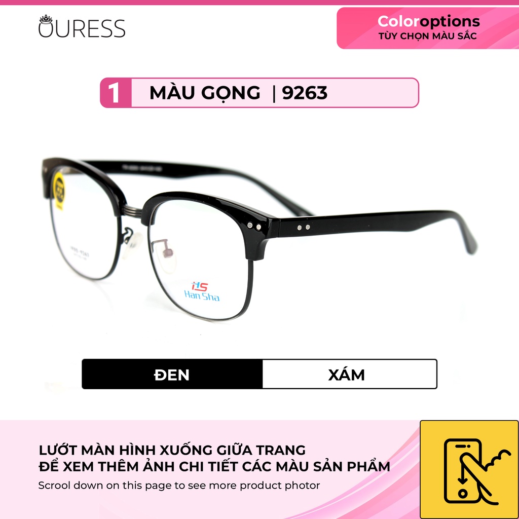 Gọng kính TR90 phối khung hợp kim cao cấp bền đẹp thời trang – hàng chính hãng Ouress 9263