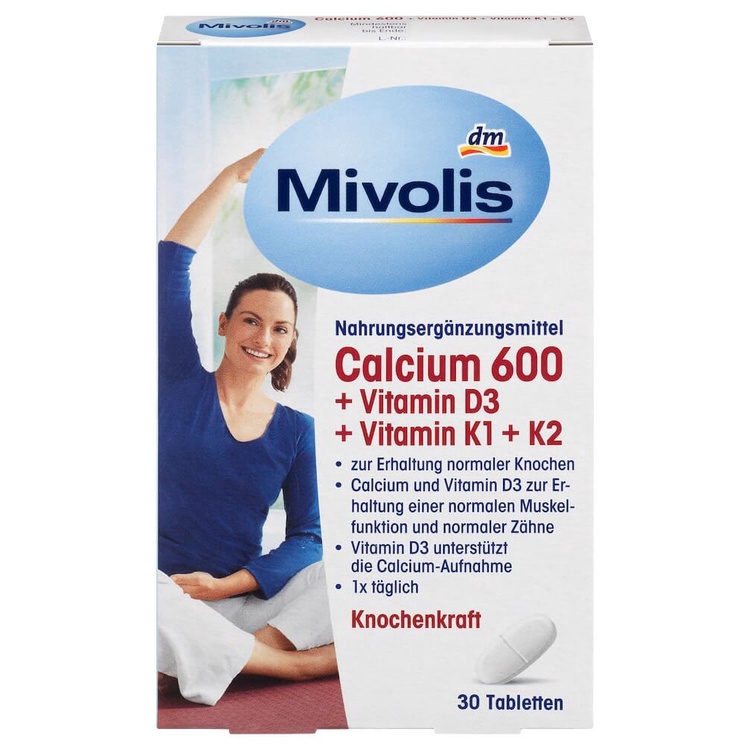 Viên uống mivolis canxi 600 + vitamin d3 + vitamin k1 + vitamin k2 - ảnh sản phẩm 1