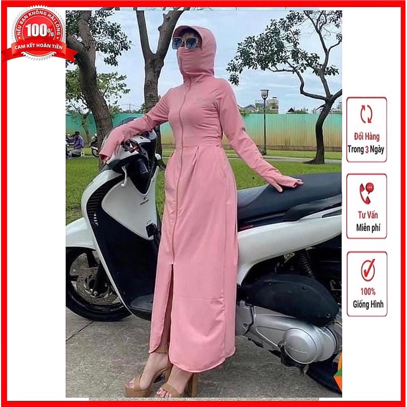 Áo Chống Nắng Nữ Toàn Thân Thông Hơi Chất Vải Thun Lạnh Kim Cương Xuất Nhật Dày Dặn