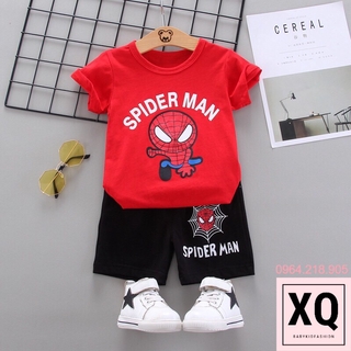Bộ thể thao chất cotton cộc tay hình siêu nhân nhện cho bé trai, bé gái, thời trang trẻ em, set quần áo hè - XQ Baby Kid