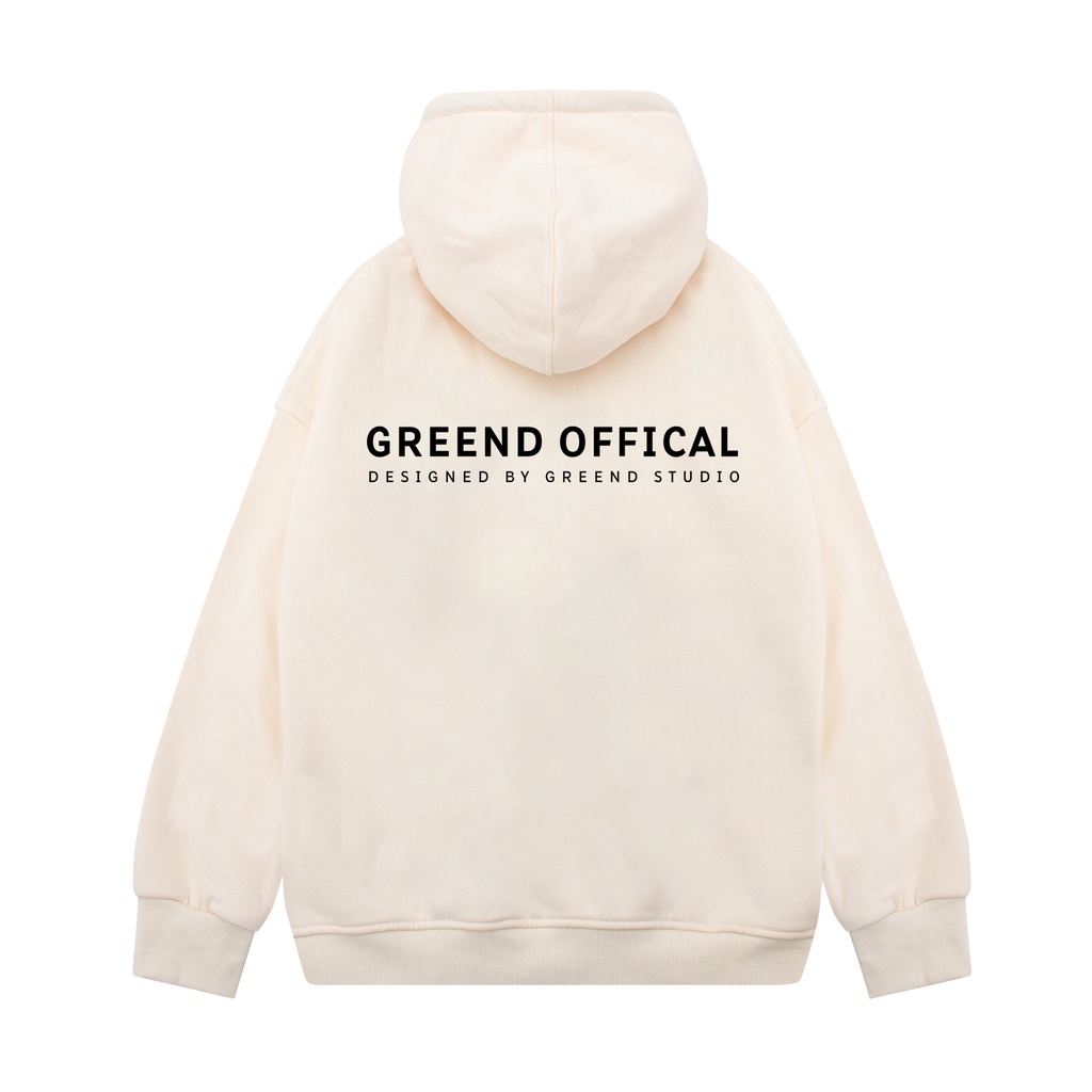 Áo Hoodie GREEND Unisex Nỉ Bông Basic Local Brand Form rộng TyPo Màu Be HD064