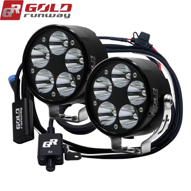 Combo đèn trợ sáng GOLD RUNWAY chính hãng GR50X. Sáng gần bằng Led clear water light.BMW R1200GS/1250GS