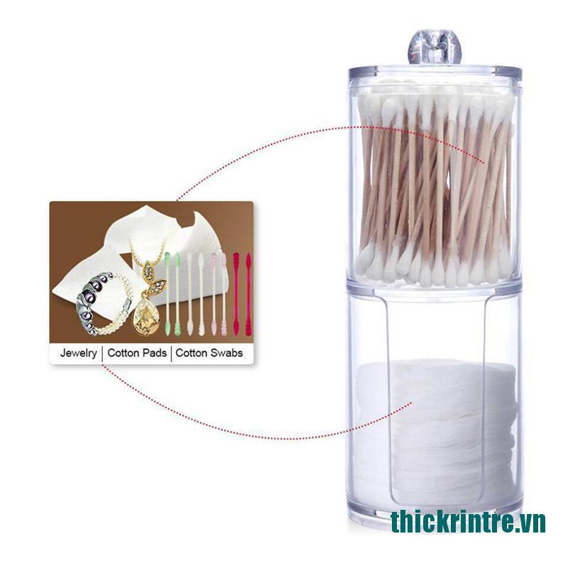 (Mới ^ _ ^ Hộp Đựng Tăm Bông Trang Sức Tròn Acrylic Trong Suốt