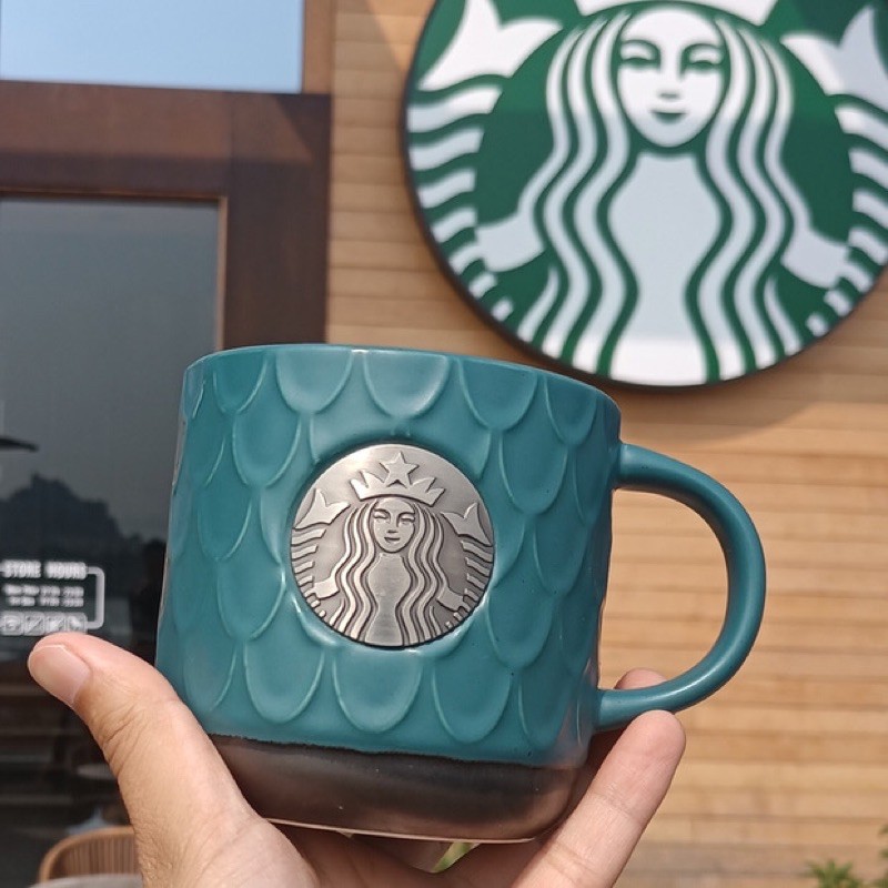 Quà tặng Ly sứ STARBUCKS  vảy cá dung tích 473ml