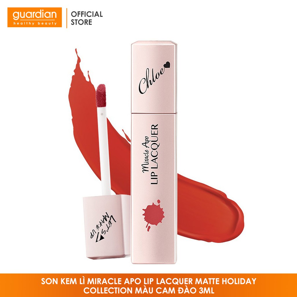 Son kem lì Miracle Apo Lip Lacquer Matte Holiday Collection Màu Cam Đào 3ml