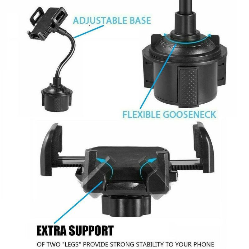 VONL Universal Car Water Cup Seat Mount 360 Degree Rotary Adjustable Phone Stand Holder for iPhone Samsung Xiaomi Huawei Smart Cellphones