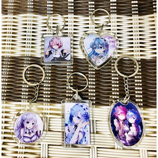 móc khóa anime ramrem re;zero mica trong in 2 mặt ảnh
