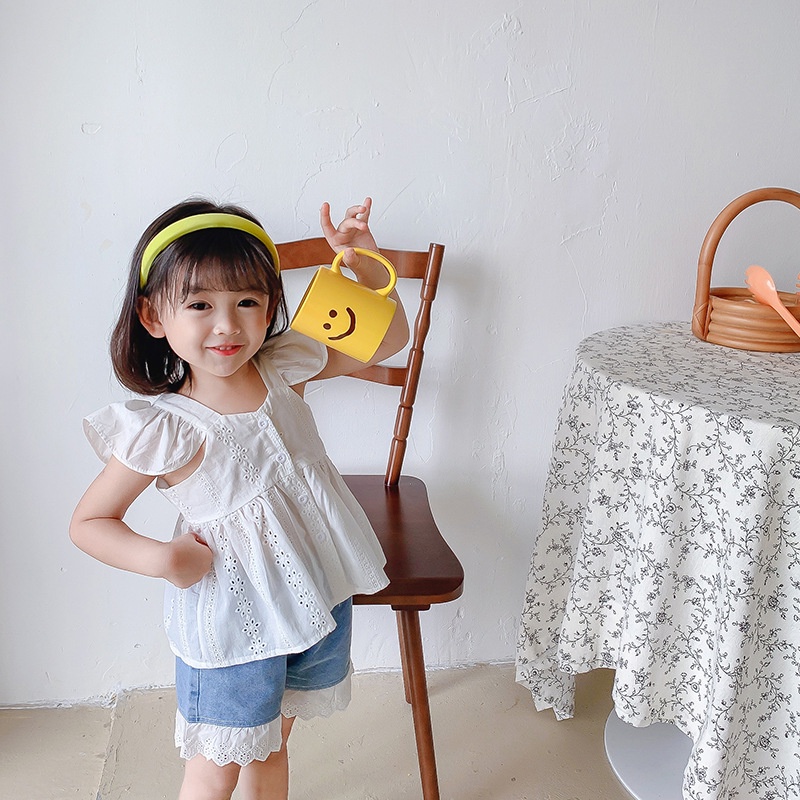 Bộ Áo Sơ Mi Không Tay Kèm Chân Váy In Hoa Nhỏ Phong Cách Hàn Quốc Thời Trang Mùa Hè Dành Cho Bé Gái